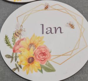 Bee and botanical themed coasters