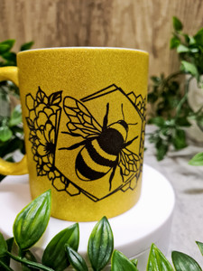 Honey Bee, Queen Bee, Glitter mug themed personalised  Bee ceramic mug. Perfect for Bee lovers family & friends Handmade sublimation design.
