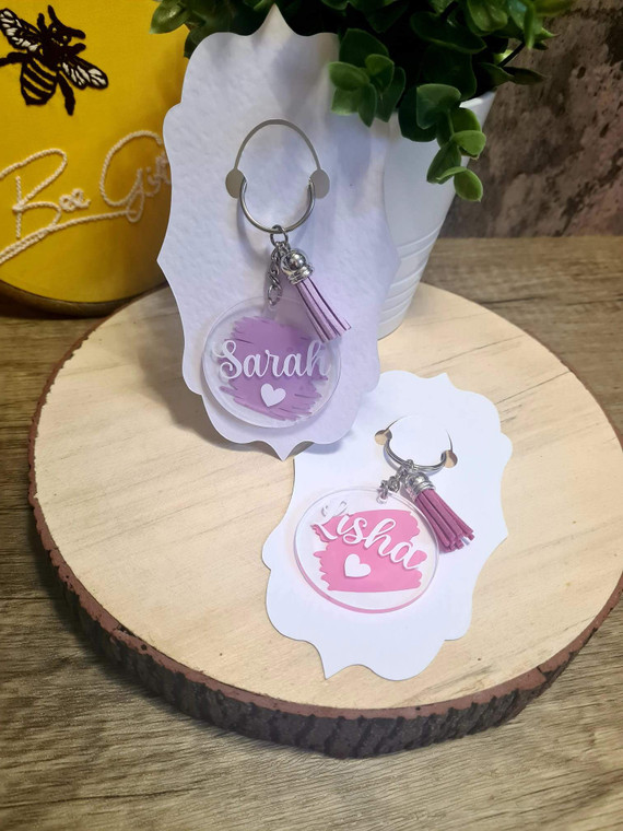 Personalised Acrylic Circle Keyring/bag tag