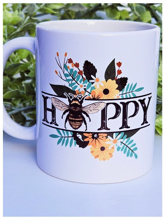 Bee themed Happy Mug