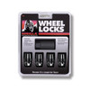 Wheel Locks Acorn Black Chrome 14mm x 1.50 4Pack