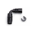 Russell Performance 3/8in SAE Quick Disc Female to -6 Hose Black 90 Degree Hose End - 611223