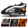 ANZO 13-15 Nissan Altima (w/o Factory HID Bulbs) Projector Headlights - w/ Light Bar Black Housing - 121569 Photo - Unmounted