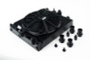 CSF Universal Half Radiator w/-16AN & Slip-On Fittings/12in SPAL Fan & Shroud - Black Finish - 2858XB Photo - out of package