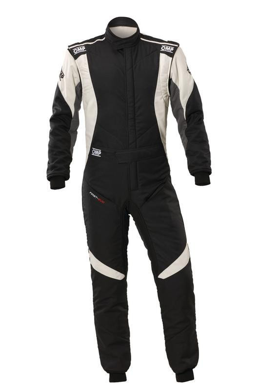 OMP FIRST EVO OVERALL my2025 FIA 8856-2018/SFI GRAY / BLACK SZ 50 - IA0-1874-A01-SF-089-50 Photo - Primary