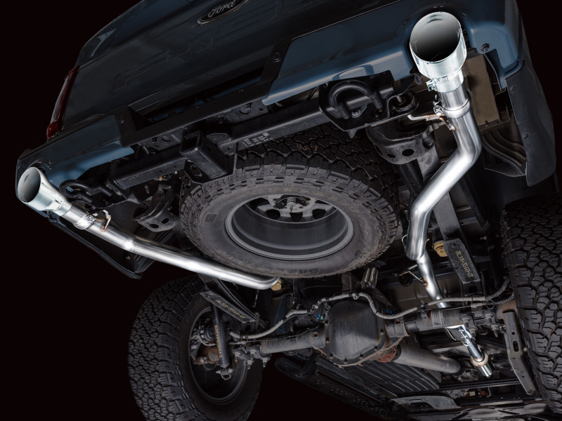 AWE Tuning 2021+ Ford F150 Tremor w/ Bumper Cutouts 0FG Resonated Cat-Back w/ Chrome Silver Tips - 3015-32402 Photo - Mounted