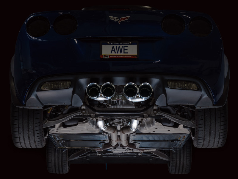 AWE Tuning C6 Chevrolet Corvette Z06/ZR1 Track Edition Axle-Back Exhaust w/ Chrome Silver Tips - 3020-42606 Photo - Mounted