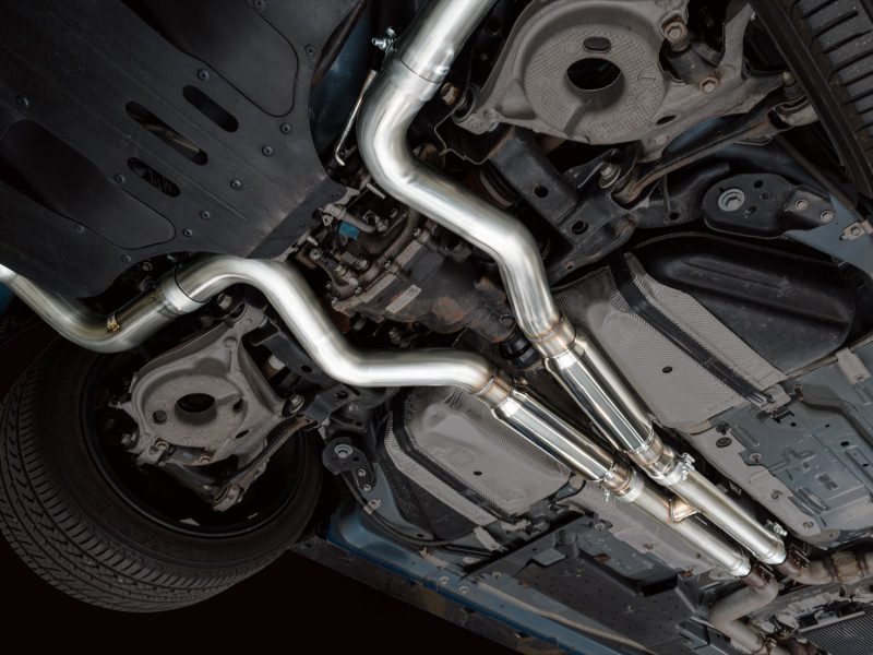 AWE Tuning 21-23 Ford Mustang Mach 1 SwitchPath Cat-Back Exhaust w/ Quad Chrome Silver Tips - 3025-42551 Photo - Mounted