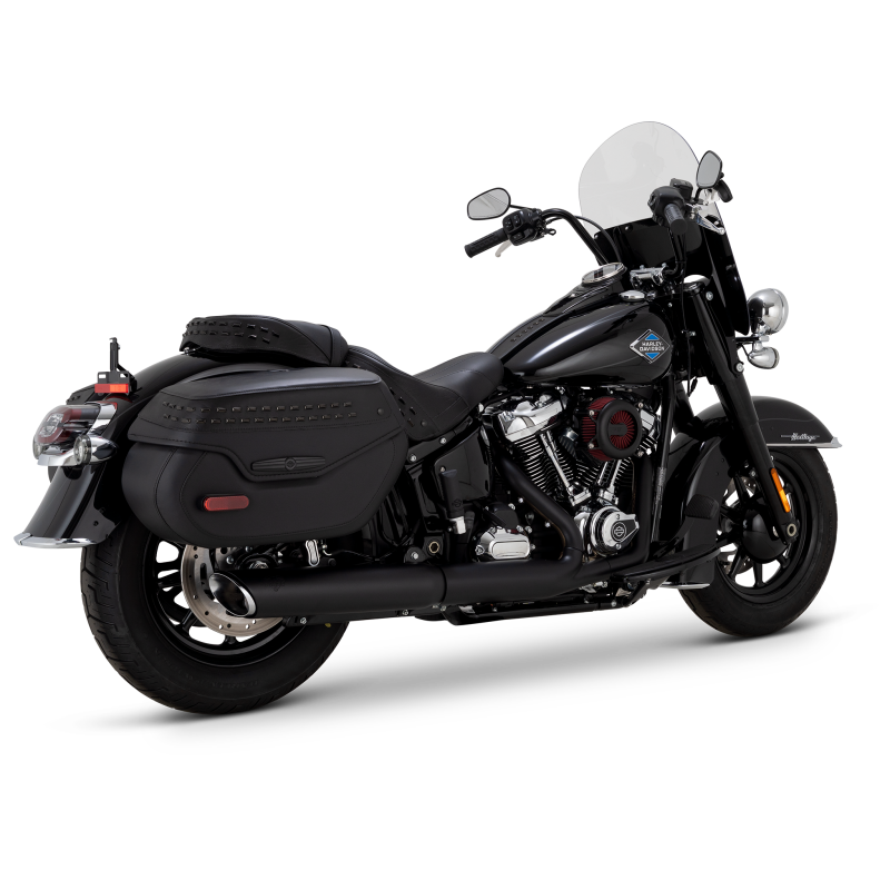 Vance & Hines 2025+ HD Softail Twin Slash 4in Round Black Slip-On Exhaust - 46750 Photo - Primary