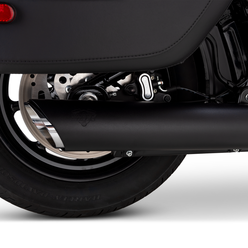 Vance & Hines 2025+ HD Softail Twin Slash 4in Round Black Slip-On Exhaust - 46750 Photo - Primary