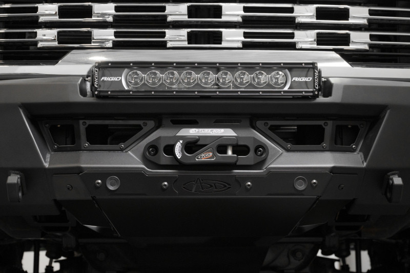 Addictive Desert Designs 24+ GMC 2500/3500 Phantom Front Bumper w/Winch- Hammer Black - F730335070103 Photo - Close Up