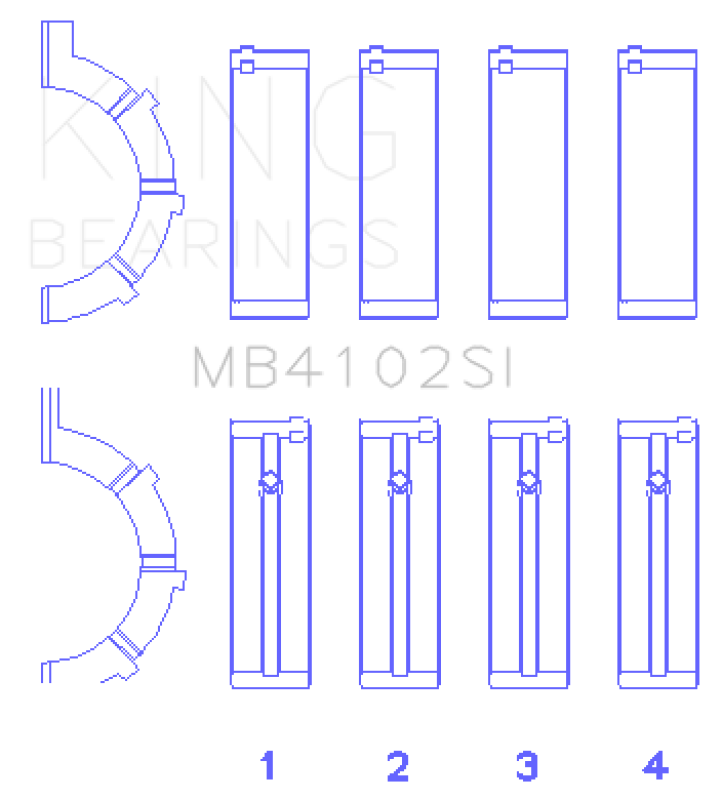 King Engine Bearings Chrysler 226 (3.7L) (Size +0.50mm) Main Bearing Set - MB4102SI0.5 Photo - Primary