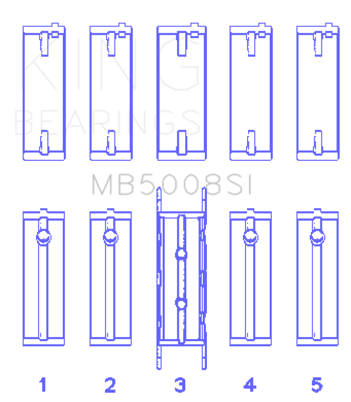 King Engine Bearings Ford ZETec 1.6/1.8/2.0 (Size +0.25mm) Main Bearing Set - MB5008SI0.25 Photo - Primary