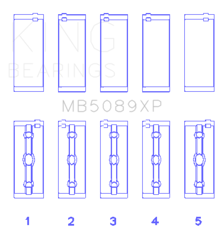 King Engine Bearings Toyota 1Rz/2Rz/3Rz (Size +.026mm) Main Bearing Set - MB5089XP.026 Photo - Primary