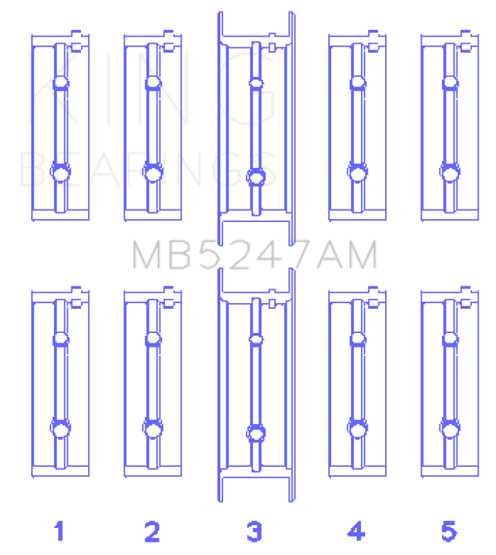 King Engine Bearings Opel 1.7D (Size +0.25mm) Main Bearing Set - MB5247AM0.25 Photo - Primary