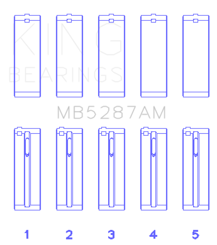 King Engine Bearings Toyota 1Zzfe (Size +0.75mm) Main Bearing Set - MB5287AM0.75 Photo - Primary