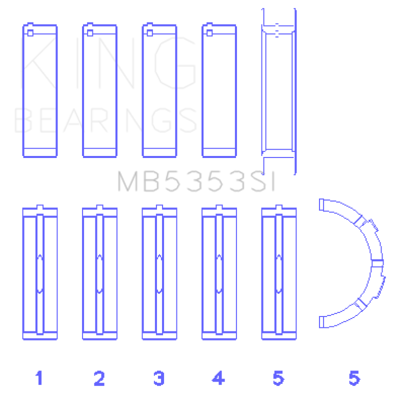 King Engine Bearings Ford 281 4.6L Sohc 16V (Size +0.25mm) Main Bearing Set - MB5353SI0.25 Photo - Primary