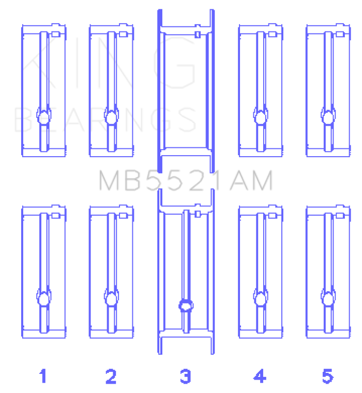 King Engine Bearings Chrysler 2.2 (Size +0.25mm) Main Bearing Set - MB5521AM0.25 Photo - Primary