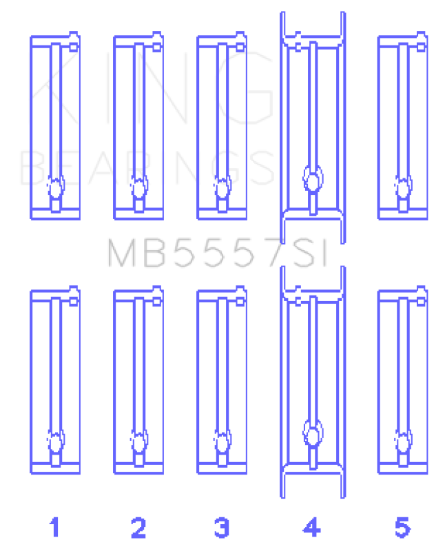 King Engine Bearings Chevrolet 121Ci/Ln2 134Ci (Size +0.25mm) Main Bearing Set - MB5557SI0.25 Photo - Primary