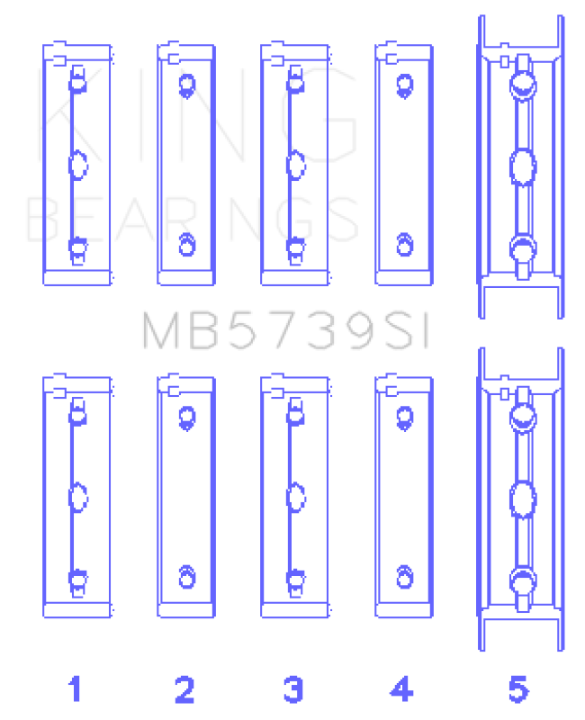 King Engine Bearings Subaru Ej20/Ej22/Ej25 Housing Bore + .002 (Size +0.50mm) Main Bearing Set - MB5739SI0.5 Photo - Primary