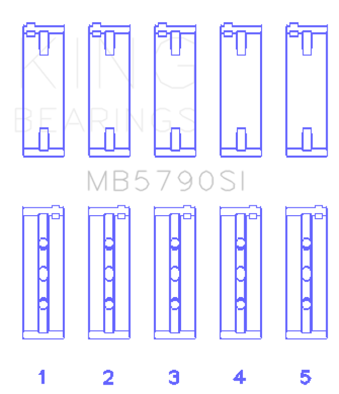 King Engine Bearings Porsche M 48.00/M 48.50 (Size +0.25mm) Main Bearing Set - MB5790SI0.25 Photo - Primary