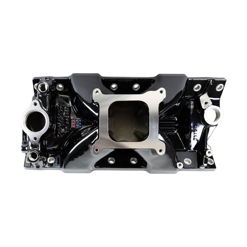 Edelbrock Chevy SB Victor Jr. 23 Degree Black Plasma Intake Manifold - 2975-BP Photo - Primary
