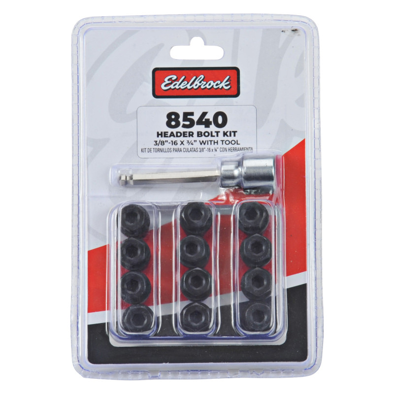 Edelbrock Exhaust Header Bolts 3/8in-16 X 3/4in, Black Oxide W/ Allen Socket - 8540 Photo - Primary