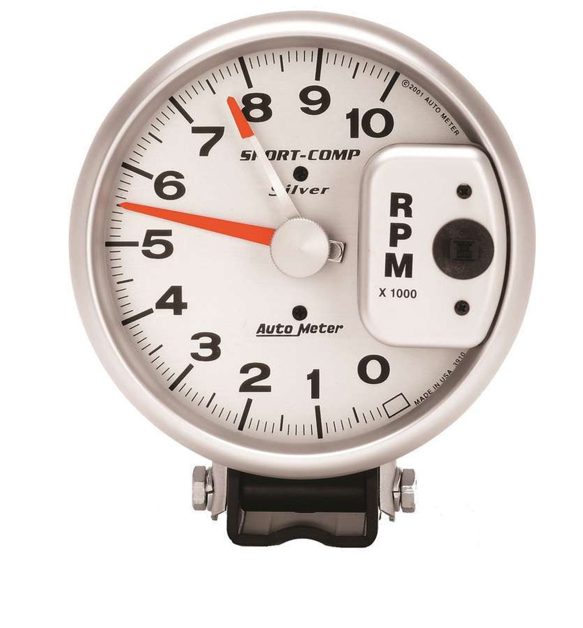 Autometer Sport-Comp 5 inch 10K RPM Shift Light Silver Tach - 3911