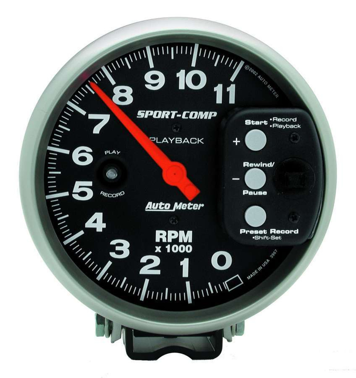 Autometer Sport-Comp Tachometer 5in 11K RPM Pedestal with RPM playback - 3967