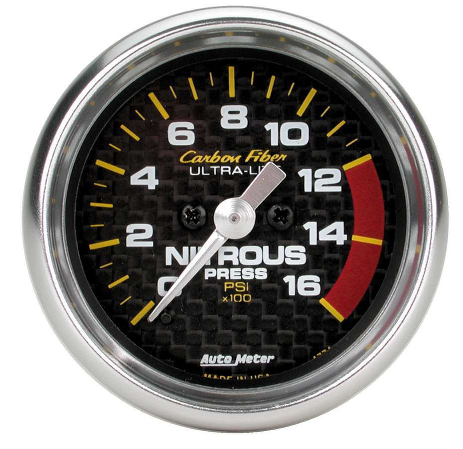 Autometer Carbon Fiber 52mm 0-1600 PSI Full Sweep Electronic Nitrous Pressure Gauge - 4774