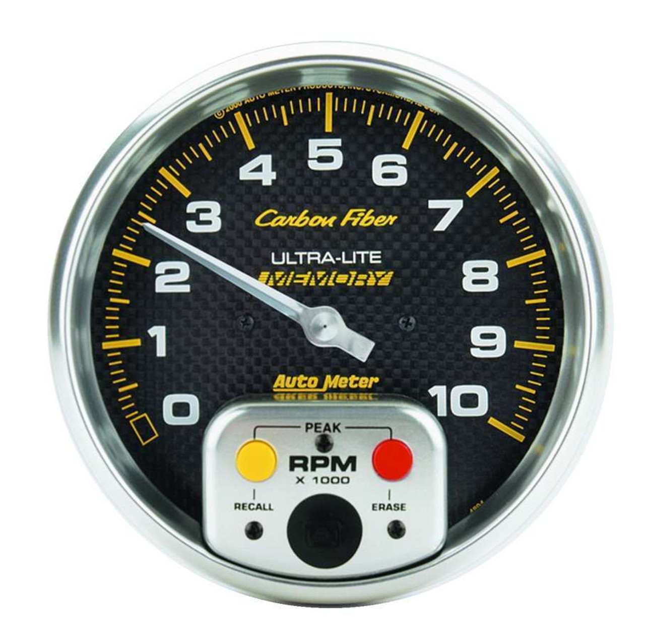 AutoMeter Gauge Tachometer 5in. 10K RPM In-Dash W/ Peak Memory Carbon Fiber - 4894