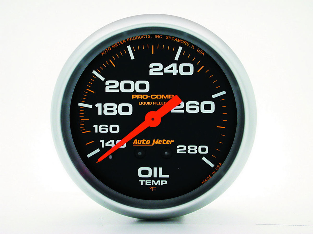 Autometer Liquid Filled Mechanical 66.7mm 140-280 deg F Oil Termperature Gauge Includes 12 ft Tubing - 5443