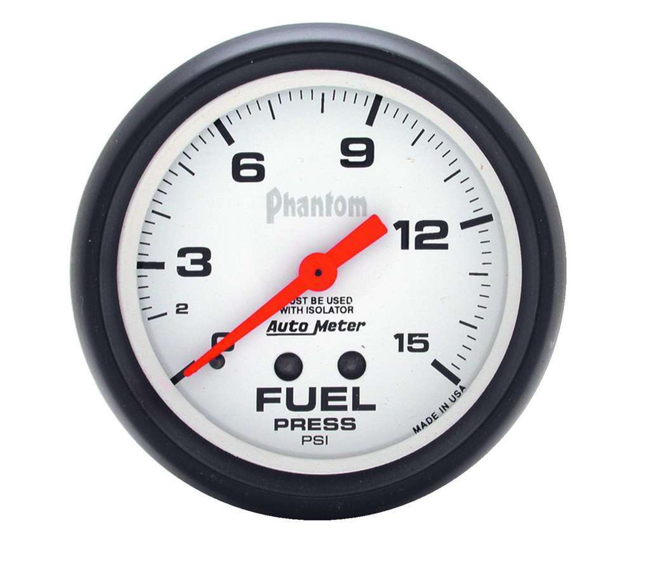 Autometer Phantom 2 5/8in 15psi Mechanical w/ Isolator Fuel Pressure Gauge - 5813