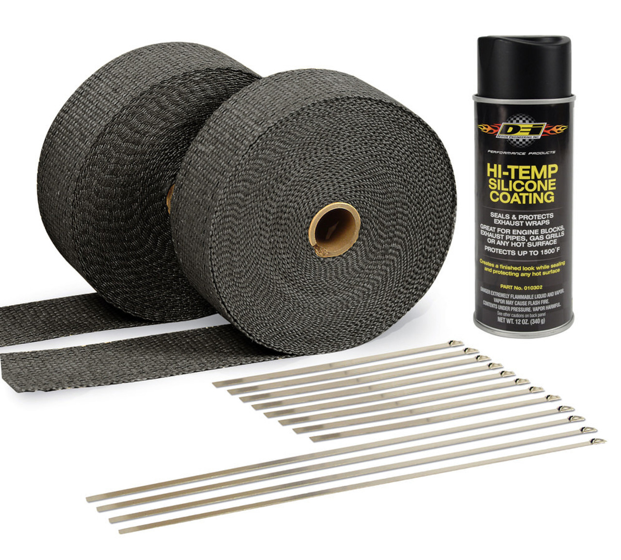 Exhaust & Pipe Wrap Kit Black w/Black High Temp