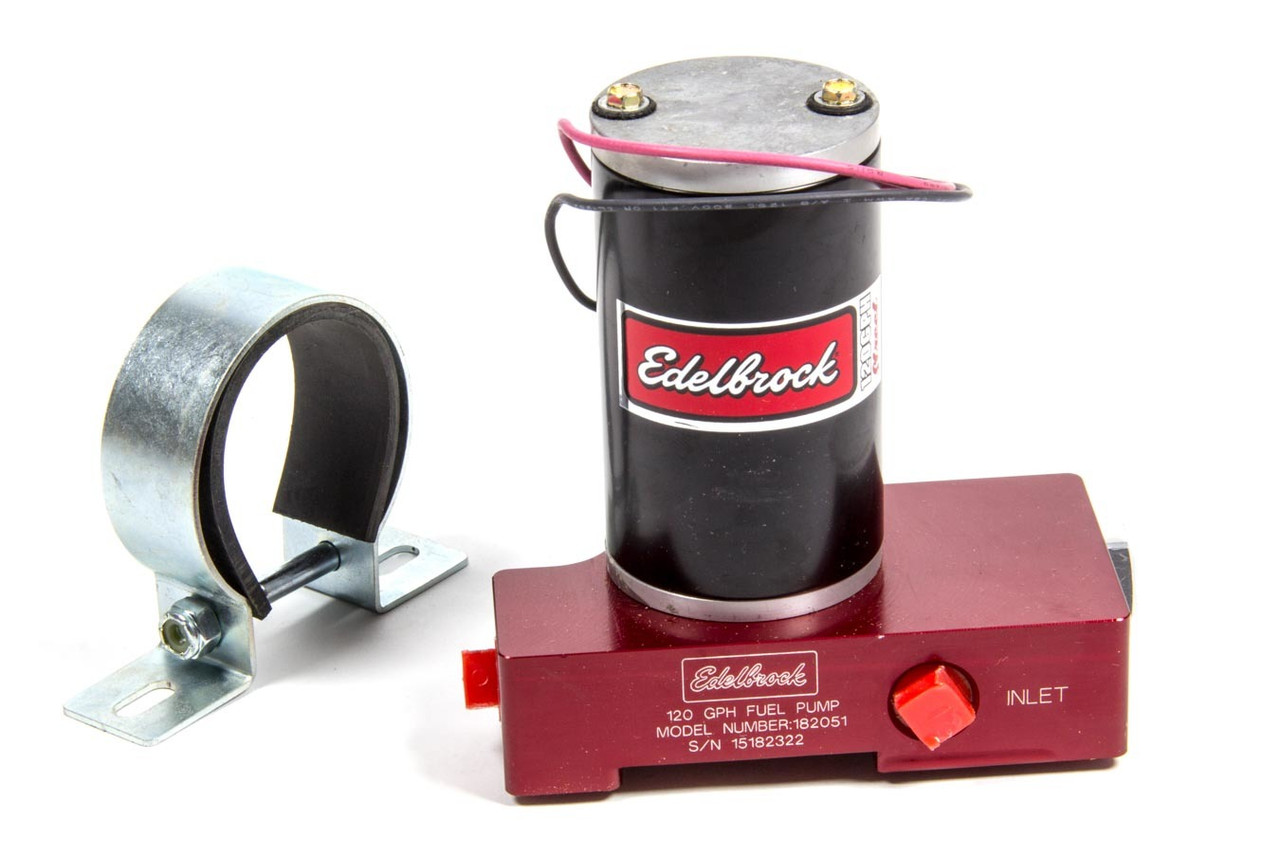 Edelbrock Fuel Pump Electric Quiet-Flo Carbureted 120GPH 3/8In In 3/8In Out 120 GPH Red - 182051