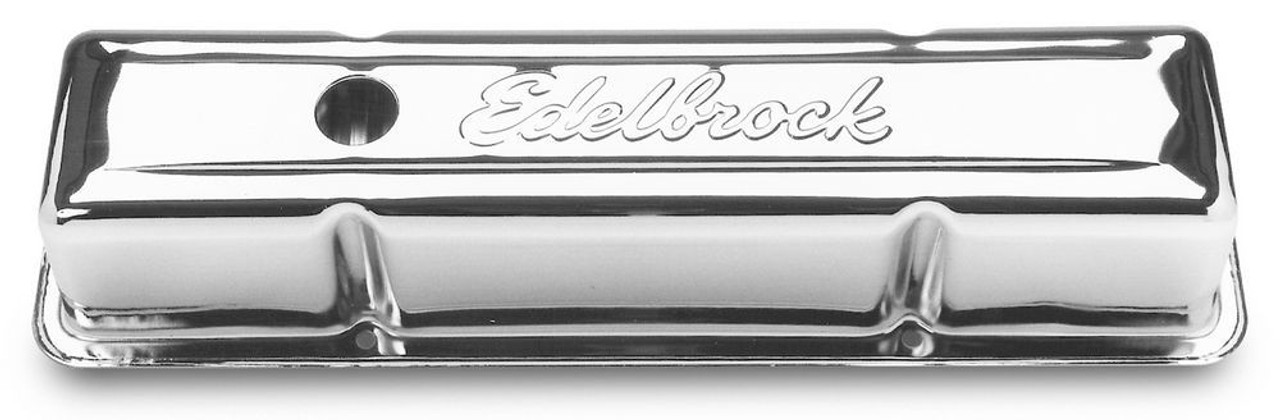 Edelbrock Valve Cover Signature Series Chevrolet 1959-1986 262-400 CI V8 Tall Chrome - 4649