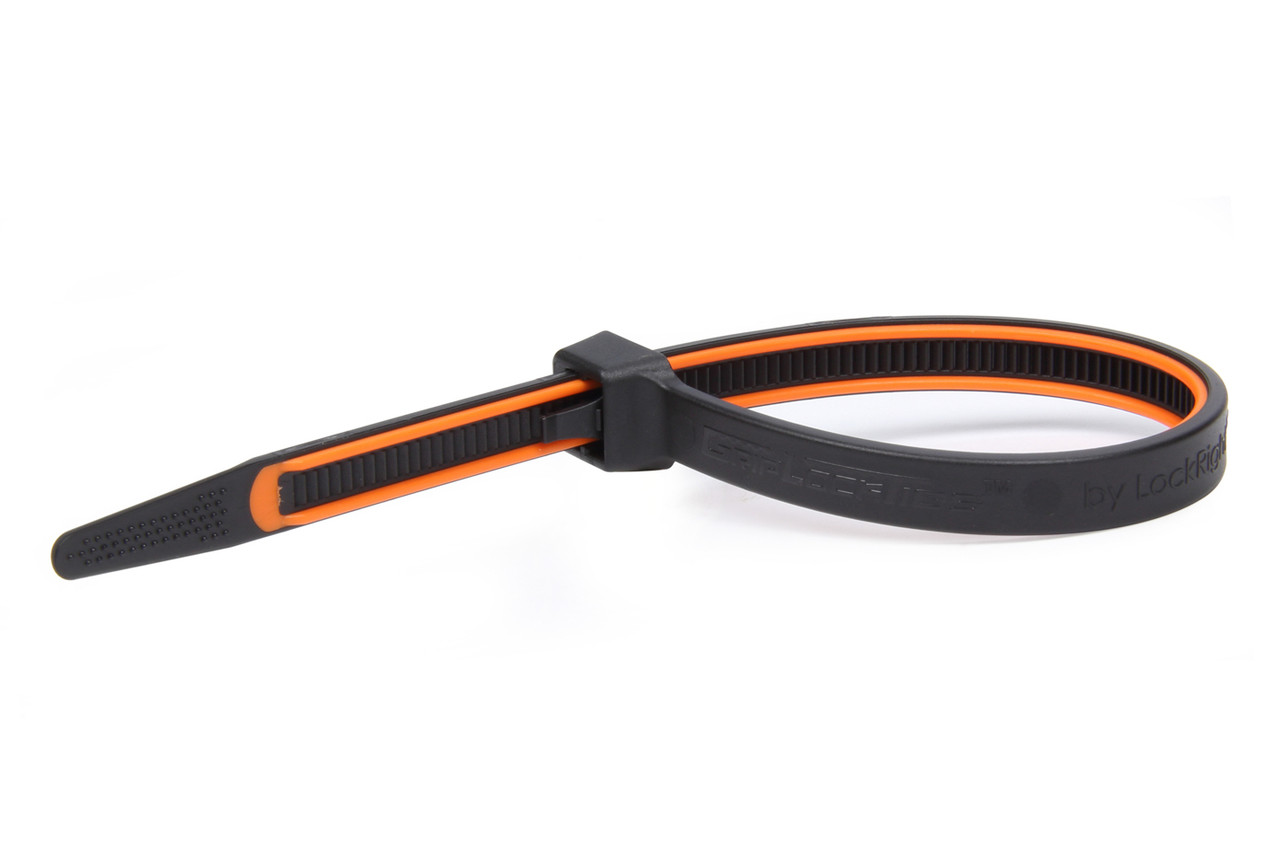 GripLockTies 12 in OAL Orange Rubber 100pk