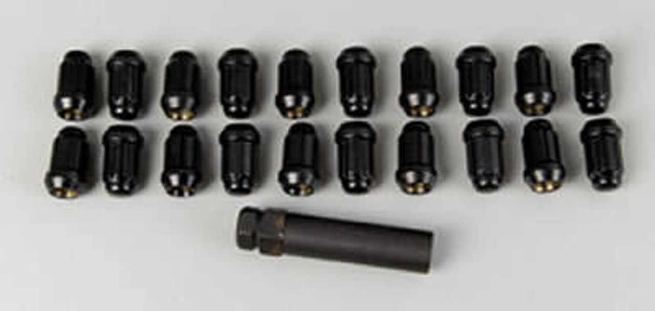 20 Lug Nuts 12mm x 1.50 Small Diameter Black Chm