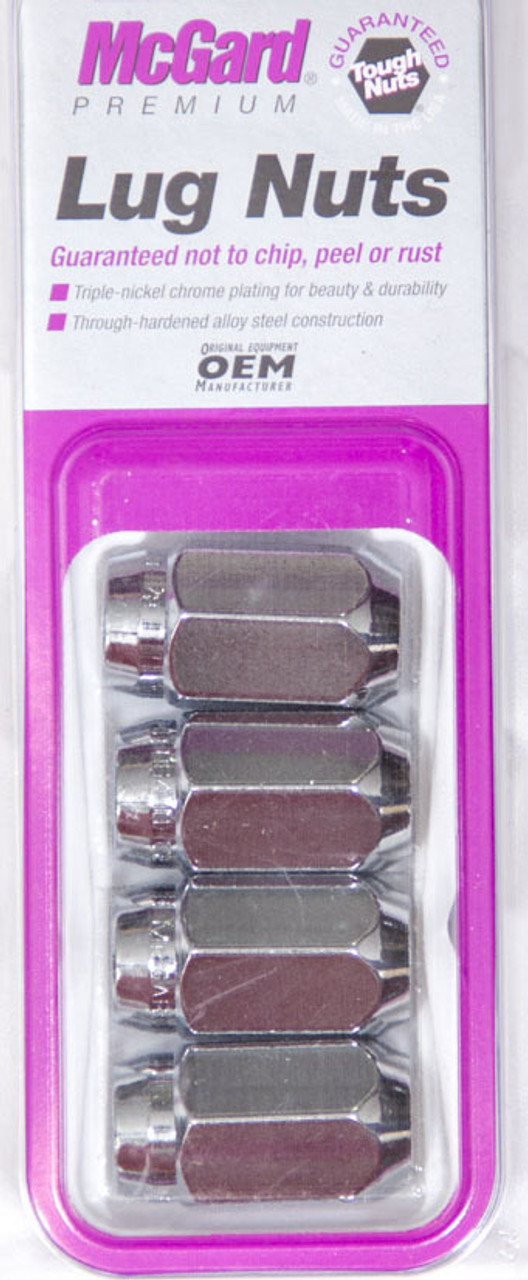 McGard Hex Lug Nut (Cone Seat) 7/16-20 / 13/16 Hex / 1.5in. Length (4-Pack) - Chrome - 64001