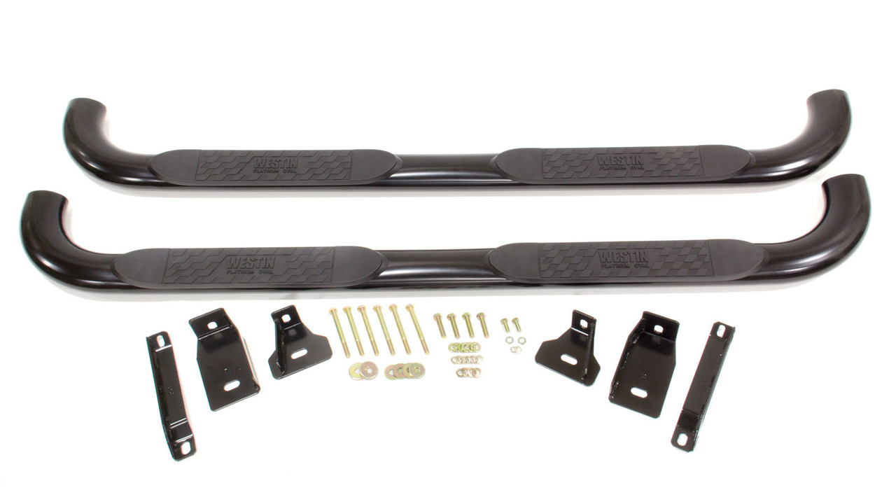 Westin 1999-2013 Chevy Silverado 1500 Crew Cab Platinum 4 Oval Nerf Step Bars - Black - 21-1955