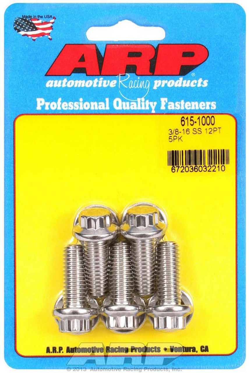ARP 3/8in - 16 x 1.000 12pt SS Bolts (5/pkg) - 613-1000
