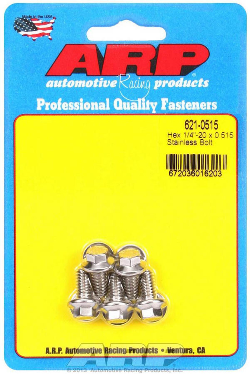 ARP 1/4-20 x 0.515 Hex SS Bolts (5/pkg) - 621-0515