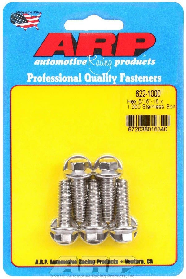 ARP 5/16in x 18 - 1in UHL SS Hex Bolt Kit (5/pkg) - 622-1000