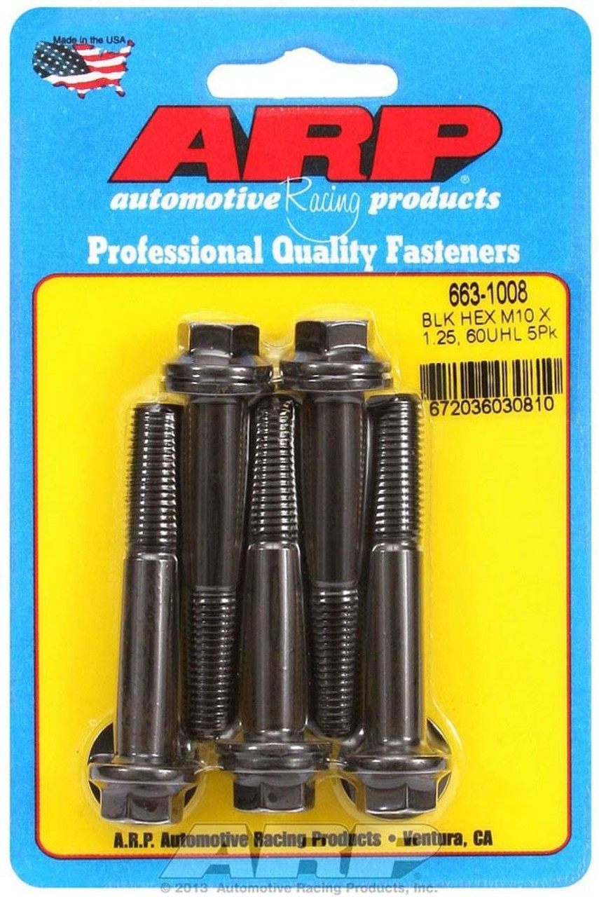 ARP M10  x 1.25 x 60 Hex Black Oxide Bolts (5/pkg) - 663-1008