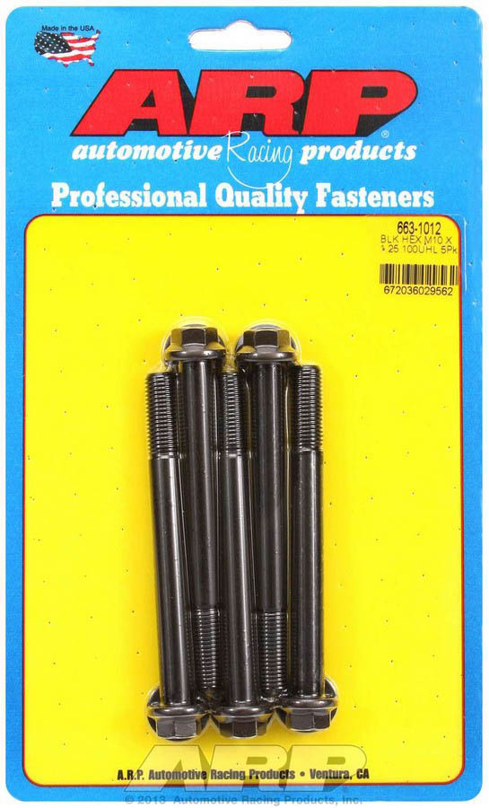 ARP M10 x 1.25 x 100 Hex Black Oxide Bolts (5/pkg) - 663-1012