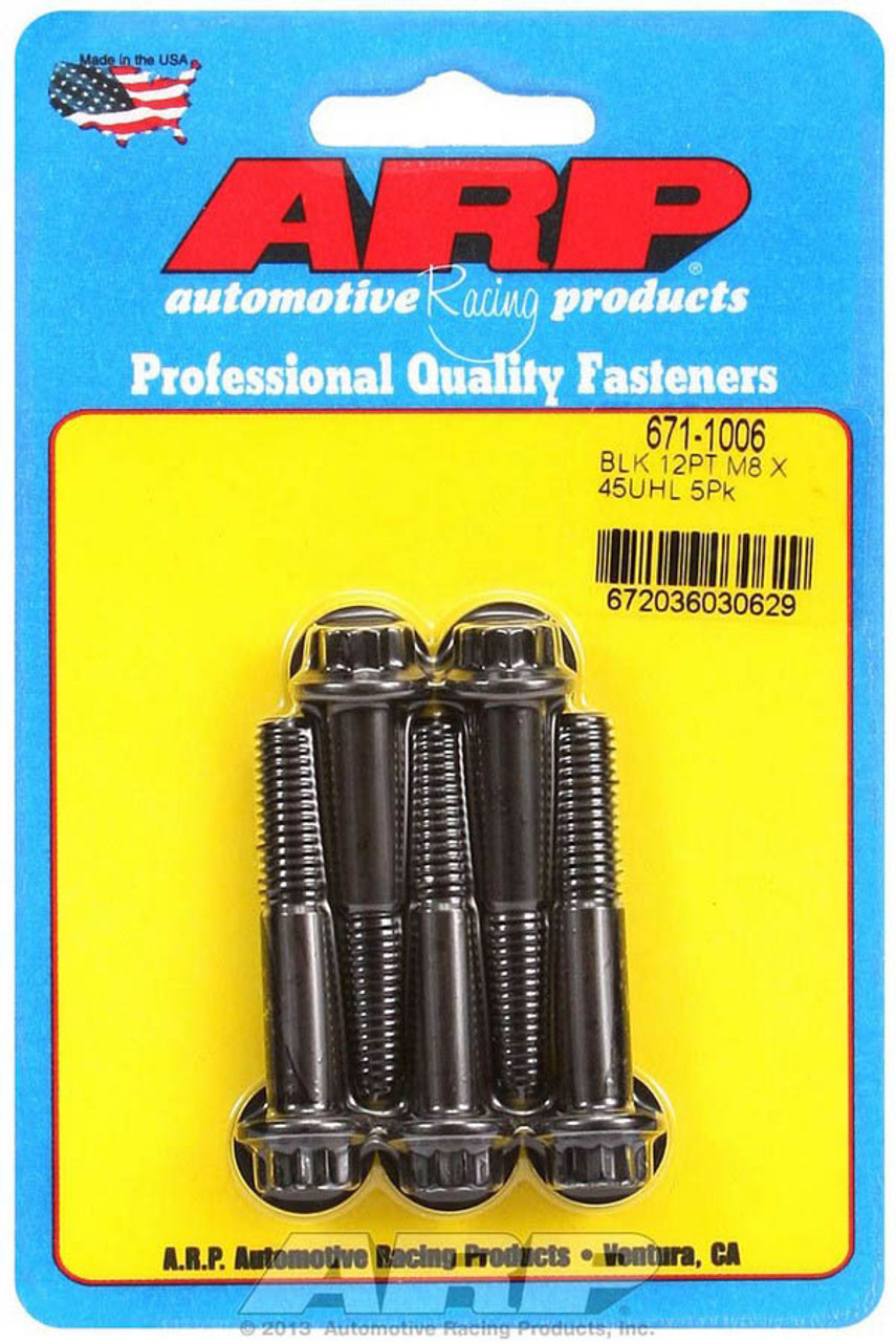 ARP M8 x 1.25 x 45mm 12pt Black Oxide Bolts (Set of 5) - 671-1006