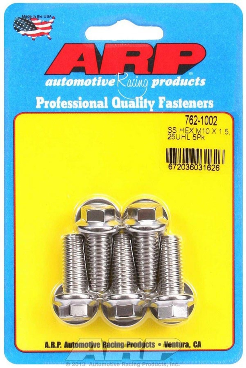 ARP M10 x 1.50 x 25 Hex SS Bolts (5/pkg) - 762-1002