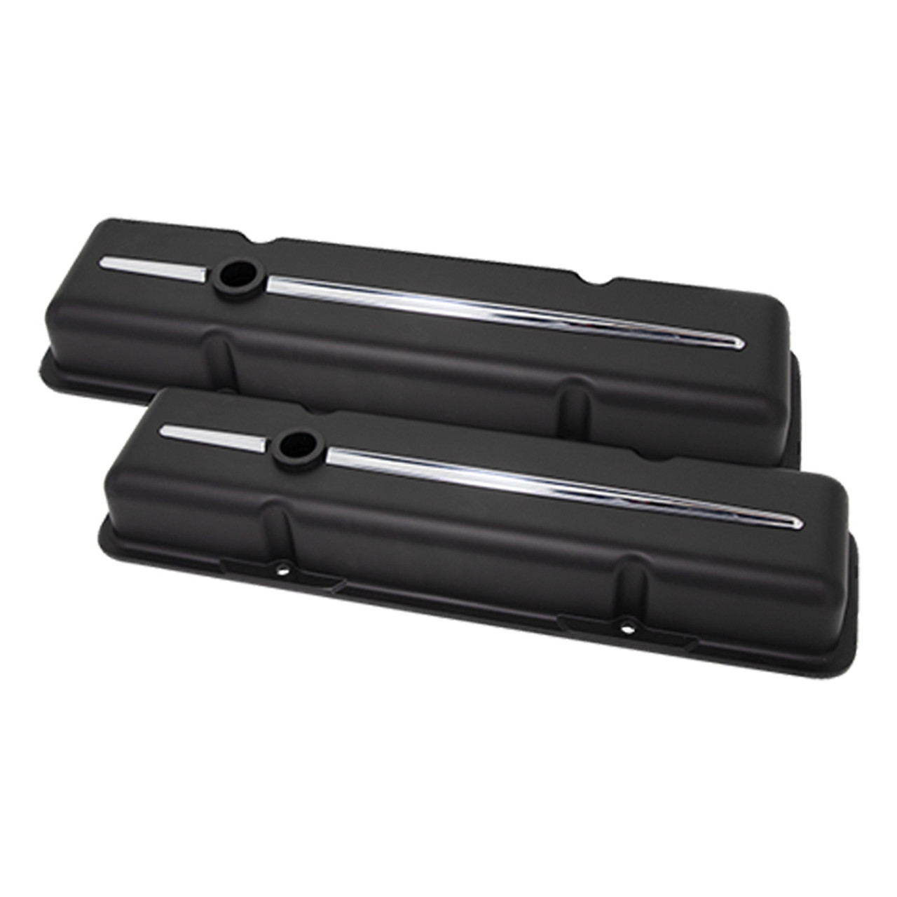 Valve Cover SBC Short Streamline Black/Polishd