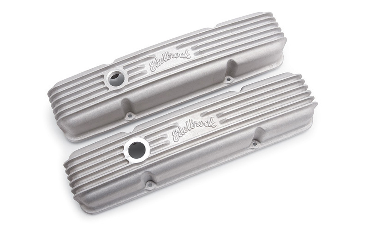 Edelbrock Valve Cover Classic Series Chevrolet 1959-1986 262-400 CI V8 w/ Oil Fill Hole Satin - 41449