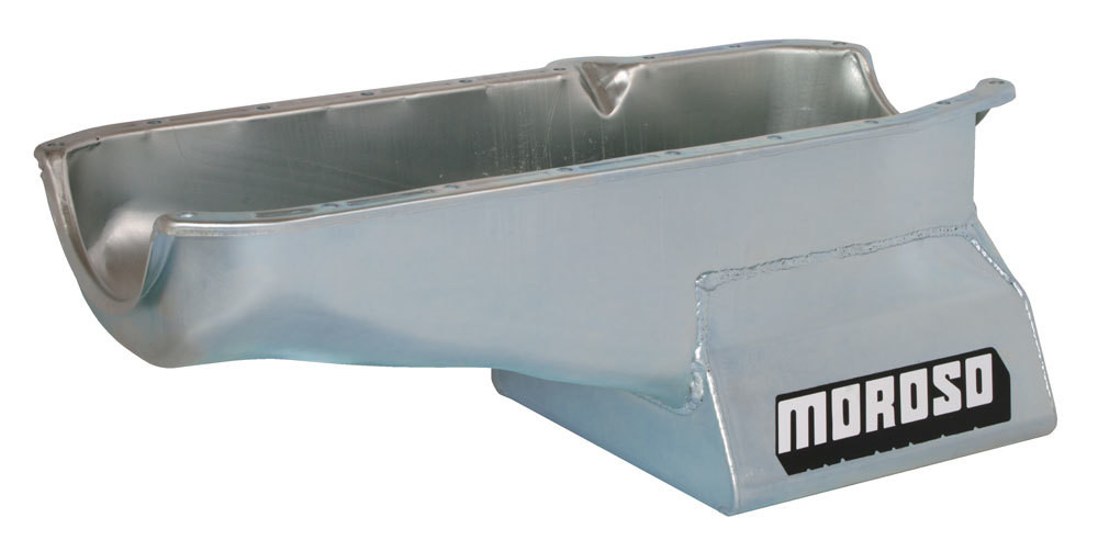 Moroso 80-85 Chevrolet SBC (w/Passenger Side Dipstick) Wet Sump 7qt 8.25in Steel Oil Pan - Black - 20200
